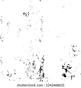 Grunge overlay layer. Abstract black and white vector background. Monochrome vintage surface with dirty pattern in cracks, spots, dots. Old wall in dark horror style design