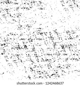 Grunge overlay layer. Abstract black and white vector background. Monochrome vintage surface with dirty pattern in cracks, spots, dots. Old wall in dark horror style design