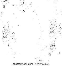 Grunge overlay layer. Abstract black and white vector background. Monochrome vintage surface with dirty pattern in cracks, spots, dots. Old wall in dark horror style design