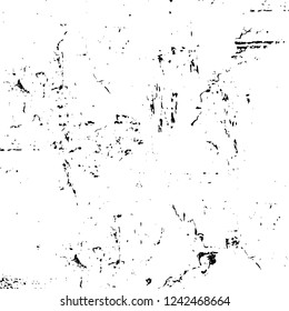 Grunge overlay layer. Abstract black and white vector background. Monochrome vintage surface with dirty pattern in cracks, spots, dots. Old wall in dark horror style design