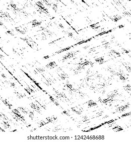 Grunge overlay layer. Abstract black and white vector background. Monochrome vintage surface with dirty pattern in cracks, spots, dots. Old wall in dark horror style design