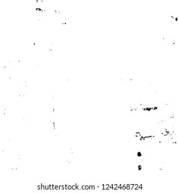Grunge overlay layer. Abstract black and white vector background. Monochrome vintage surface with dirty pattern in cracks, spots, dots. Old wall in dark horror style design
