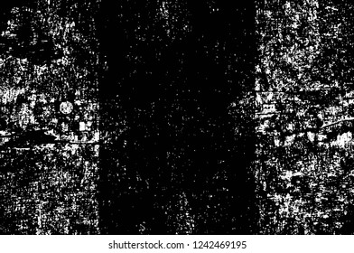 Grunge overlay layer. Abstract black and white vector background. Monochrome vintage surface with dirty pattern in cracks, spots, dots. Old wall in dark horror style design