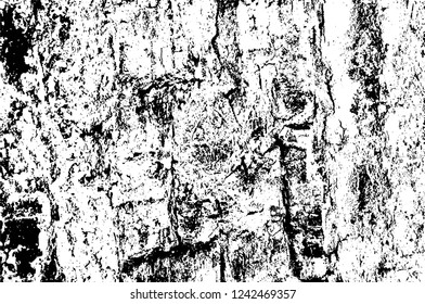 Grunge overlay layer. Abstract black and white vector background. Monochrome vintage surface with dirty pattern in cracks, spots, dots. Old wall in dark horror style design
