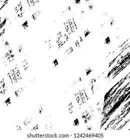 Grunge overlay layer. Abstract black and white vector background. Monochrome vintage surface with dirty pattern in cracks, spots, dots. Old wall in dark horror style design
