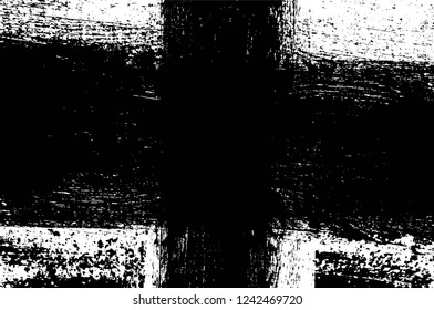 Grunge overlay layer. Abstract black and white vector background. Monochrome vintage surface with dirty pattern in cracks, spots, dots. Old wall in dark horror style design