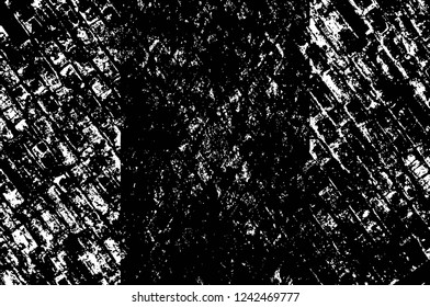 Grunge overlay layer. Abstract black and white vector background. Monochrome vintage surface with dirty pattern in cracks, spots, dots. Old wall in dark horror style design
