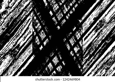 Grunge overlay layer. Abstract black and white vector background. Monochrome vintage surface with dirty pattern in cracks, spots, dots. Old wall in dark horror style design