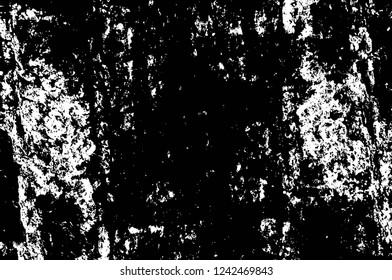 Grunge overlay layer. Abstract black and white vector background. Monochrome vintage surface with dirty pattern in cracks, spots, dots. Old wall in dark horror style design