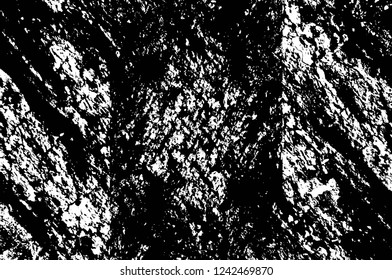 Grunge overlay layer. Abstract black and white vector background. Monochrome vintage surface with dirty pattern in cracks, spots, dots. Old wall in dark horror style design