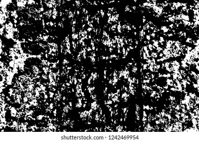 Grunge overlay layer. Abstract black and white vector background. Monochrome vintage surface with dirty pattern in cracks, spots, dots. Old wall in dark horror style design