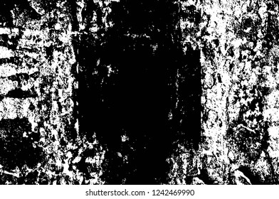 Grunge overlay layer. Abstract black and white vector background. Monochrome vintage surface with dirty pattern in cracks, spots, dots. Old wall in dark horror style design