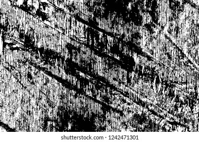 Grunge overlay layer. Abstract black and white vector background. Monochrome vintage surface with dirty pattern in cracks, spots, dots. Old wall in dark horror style design
