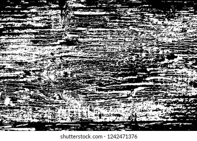 Grunge overlay layer. Abstract black and white vector background. Monochrome vintage surface with dirty pattern in cracks, spots, dots. Old wall in dark horror style design
