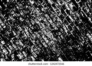 Grunge overlay layer. Abstract black and white vector background. Monochrome vintage surface with dirty pattern in cracks, spots, dots. Old wall in dark horror style design