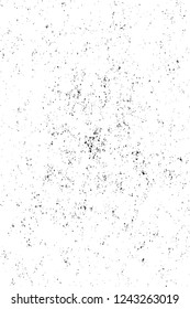 Grunge overlay layer. Abstract black and white vector background. Monochrome vintage surface with dirty pattern in cracks, spots, dots. Old wall in dark horror style design