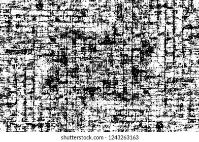 Grunge overlay layer. Abstract black and white vector background. Monochrome vintage surface with dirty pattern in cracks, spots, dots. Old wall in dark horror style design