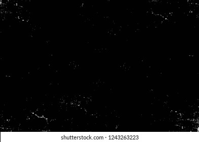 Grunge overlay layer. Abstract black and white vector background. Monochrome vintage surface with dirty pattern in cracks, spots, dots. Old wall in dark horror style design