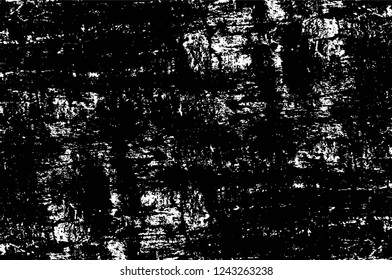 Grunge overlay layer. Abstract black and white vector background. Monochrome vintage surface with dirty pattern in cracks, spots, dots. Old wall in dark horror style design