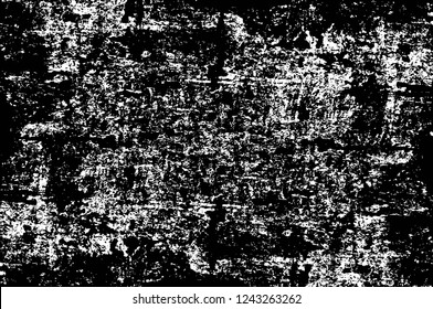 Grunge overlay layer. Abstract black and white vector background. Monochrome vintage surface with dirty pattern in cracks, spots, dots. Old wall in dark horror style design