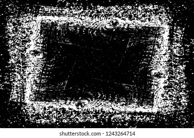 Grunge overlay layer. Abstract black and white vector background. Monochrome vintage surface with dirty pattern in cracks, spots, dots. Old wall in dark horror style design