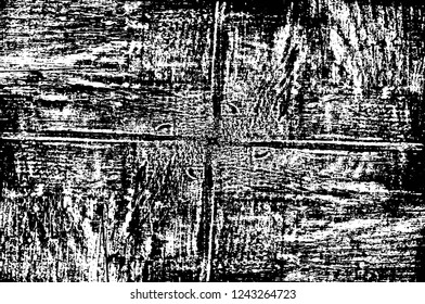 Grunge overlay layer. Abstract black and white vector background. Monochrome vintage surface with dirty pattern in cracks, spots, dots. Old wall in dark horror style design
