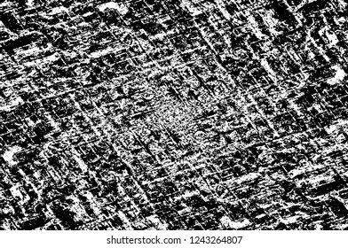 Grunge overlay layer. Abstract black and white vector background. Monochrome vintage surface with dirty pattern in cracks, spots, dots. Old wall in dark horror style design