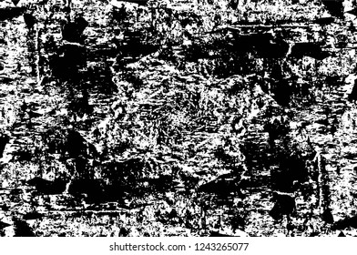 Grunge overlay layer. Abstract black and white vector background. Monochrome vintage surface with dirty pattern in cracks, spots, dots. Old wall in dark horror style design