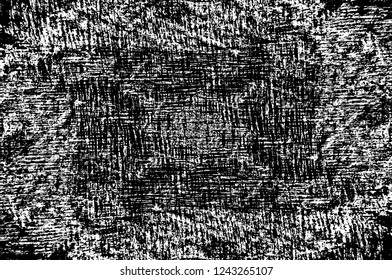 Grunge overlay layer. Abstract black and white vector background. Monochrome vintage surface with dirty pattern in cracks, spots, dots. Old wall in dark horror style design