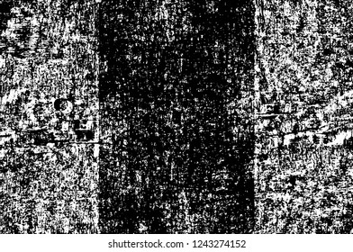 Grunge overlay layer. Abstract black and white vector background. Monochrome vintage surface with dirty pattern in cracks, spots, dots. Old wall in dark horror style design