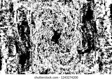 Grunge overlay layer. Abstract black and white vector background. Monochrome vintage surface with dirty pattern in cracks, spots, dots. Old wall in dark horror style design