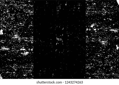 Grunge overlay layer. Abstract black and white vector background. Monochrome vintage surface with dirty pattern in cracks, spots, dots. Old wall in dark horror style design