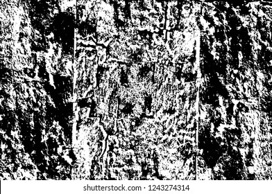 Grunge overlay layer. Abstract black and white vector background. Monochrome vintage surface with dirty pattern in cracks, spots, dots. Old wall in dark horror style design