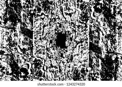Grunge overlay layer. Abstract black and white vector background. Monochrome vintage surface with dirty pattern in cracks, spots, dots. Old wall in dark horror style design