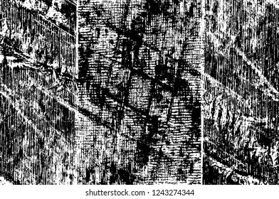 Grunge overlay layer. Abstract black and white vector background. Monochrome vintage surface with dirty pattern in cracks, spots, dots. Old wall in dark horror style design