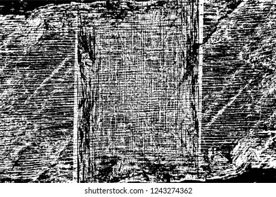 Grunge overlay layer. Abstract black and white vector background. Monochrome vintage surface with dirty pattern in cracks, spots, dots. Old wall in dark horror style design