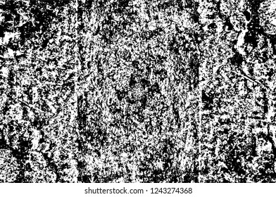 Grunge overlay layer. Abstract black and white vector background. Monochrome vintage surface with dirty pattern in cracks, spots, dots. Old wall in dark horror style design