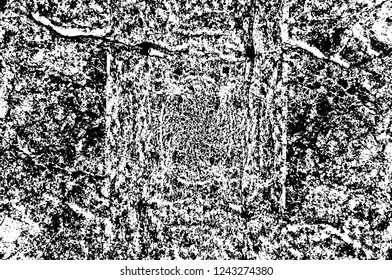 Grunge overlay layer. Abstract black and white vector background. Monochrome vintage surface with dirty pattern in cracks, spots, dots. Old wall in dark horror style design