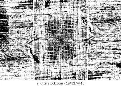 Grunge overlay layer. Abstract black and white vector background. Monochrome vintage surface with dirty pattern in cracks, spots, dots. Old wall in dark horror style design