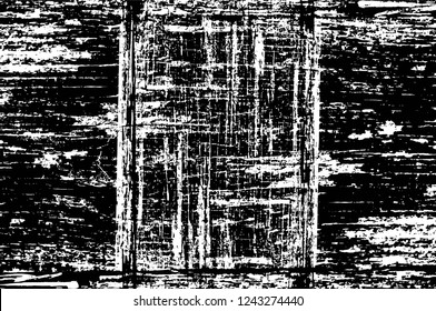 Grunge overlay layer. Abstract black and white vector background. Monochrome vintage surface with dirty pattern in cracks, spots, dots. Old wall in dark horror style design