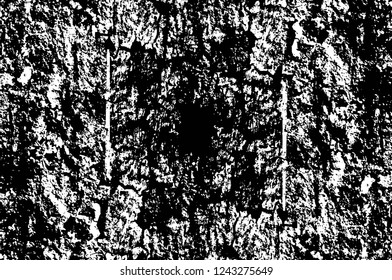 Grunge overlay layer. Abstract black and white vector background. Monochrome vintage surface with dirty pattern in cracks, spots, dots. Old wall in dark horror style design