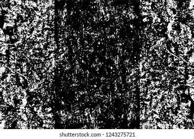 Grunge overlay layer. Abstract black and white vector background. Monochrome vintage surface with dirty pattern in cracks, spots, dots. Old wall in dark horror style design