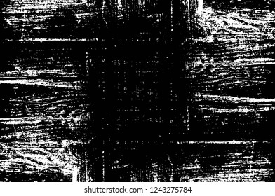 Grunge overlay layer. Abstract black and white vector background. Monochrome vintage surface with dirty pattern in cracks, spots, dots. Old wall in dark horror style design