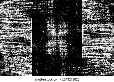 Grunge overlay layer. Abstract black and white vector background. Monochrome vintage surface with dirty pattern in cracks, spots, dots. Old wall in dark horror style design