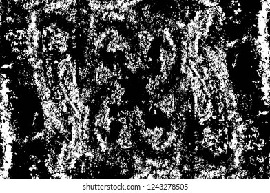 Grunge overlay layer. Abstract black and white vector background. Monochrome vintage surface with dirty pattern in cracks, spots, dots. Old wall in dark horror style design