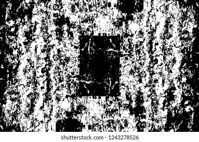Grunge overlay layer. Abstract black and white vector background. Monochrome vintage surface with dirty pattern in cracks, spots, dots. Old wall in dark horror style design