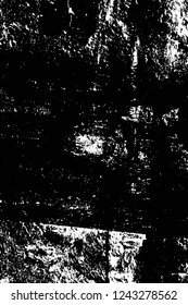 Grunge overlay layer. Abstract black and white vector background. Monochrome vintage surface with dirty pattern in cracks, spots, dots. Old wall in dark horror style design