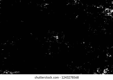 Grunge overlay layer. Abstract black and white vector background. Monochrome vintage surface with dirty pattern in cracks, spots, dots. Old wall in dark horror style design