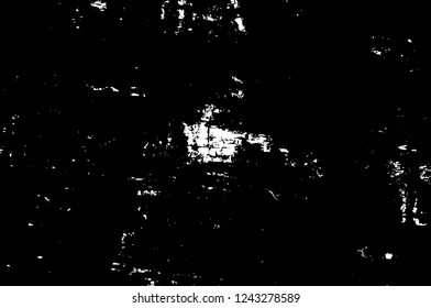 Grunge overlay layer. Abstract black and white vector background. Monochrome vintage surface with dirty pattern in cracks, spots, dots. Old wall in dark horror style design