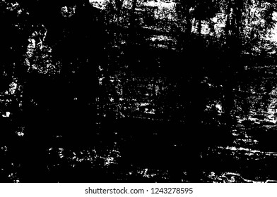 Grunge overlay layer. Abstract black and white vector background. Monochrome vintage surface with dirty pattern in cracks, spots, dots. Old wall in dark horror style design